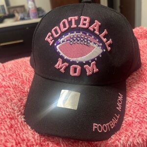 Black and Pink Football Mom Cap